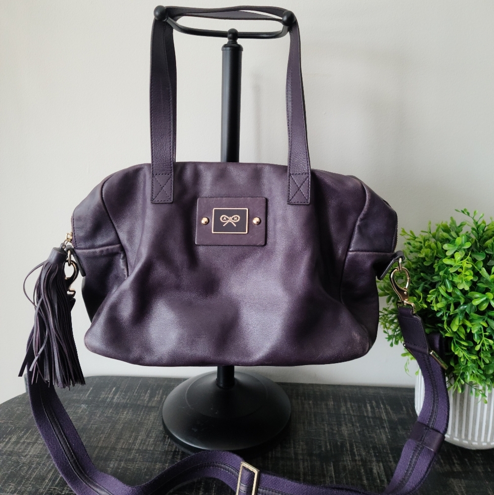 Anya Hindmarch Plum Purple Leather Crossbody Bag